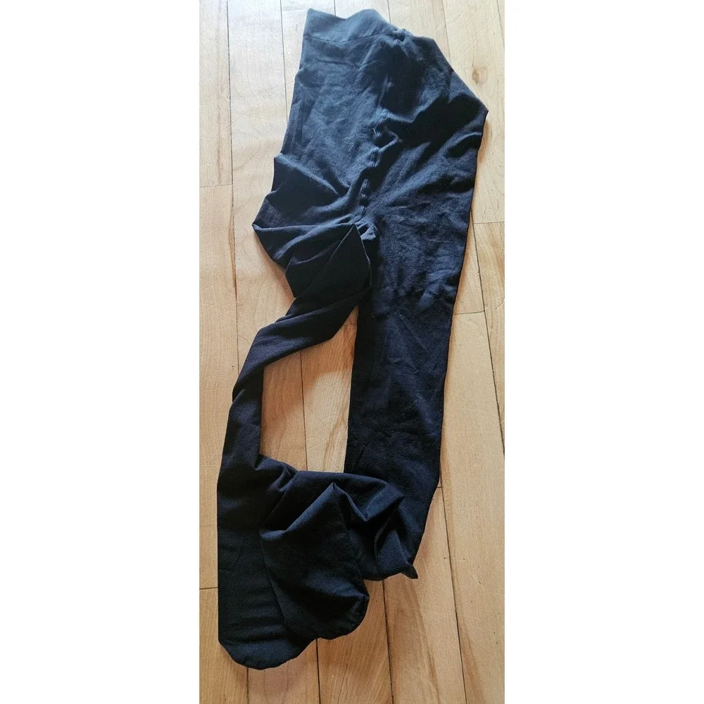 JoySpun Womens Black Opaque Tights Size S Solid High Waist Hosiery Stretch